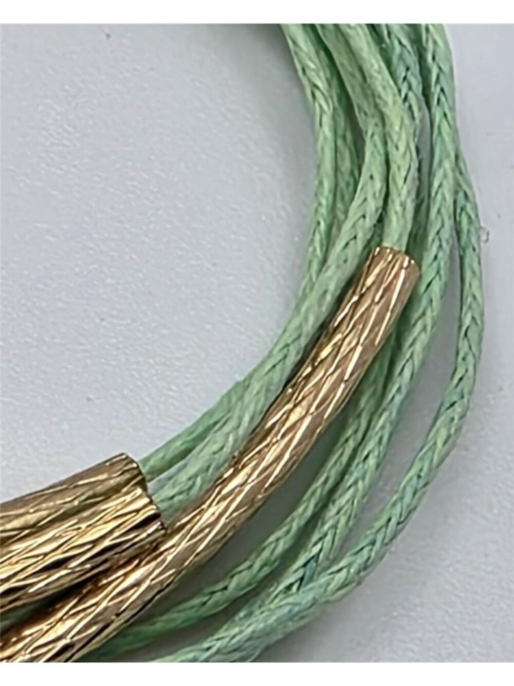 Aqua Multi Strand Cord Gold Tone Tube Bracelet SHB Shofel Bros Vintage - Picture 3 of 10